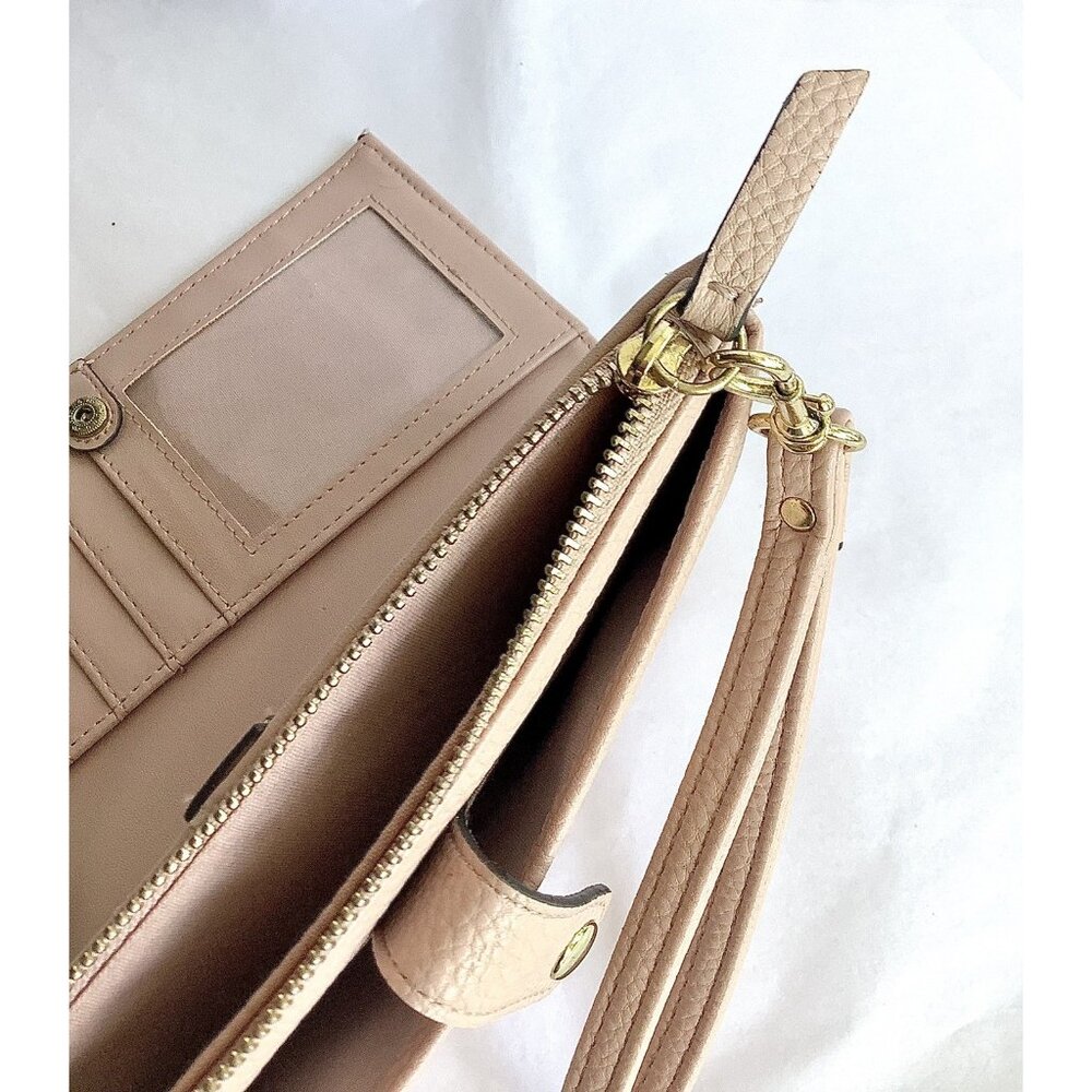 Nanette Lepore Women Pale Pink/Brown Leather Wristlet One Size - Picture 7 of 9